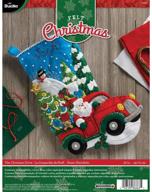 bucilla 18-inch felt applique christmas drive stocking kit - 86663 logo