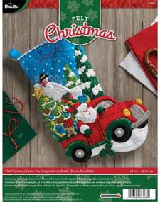 img 4 attached to Bucilla 18-Inch Felt Applique Christmas Drive Stocking Kit - 86663