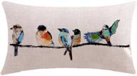 🌳 itfro hand-painted rustic forest wildlife birds tree branches waist lumbar pillow case: premium cotton linen cover for a long-lasting touch of nature logo
