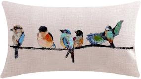 img 3 attached to 🌳 ITFRO Hand-Painted Rustic Forest Wildlife Birds Tree Branches Waist Lumbar Pillow Case: Premium Cotton Linen Cover for a Long-lasting Touch of Nature