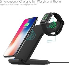 img 3 attached to 2-in-1 Qi Wireless Charger and Fast Charging Station for Apple Watch Series 1 2 3 4 5, iPhone 11 Pro Max X XS XR 8 8 Plus – Phone and Watch Stand Dock (Black)