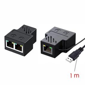 img 2 attached to Wuedozue Разветвитель сети RJ45: 1 к 2, два женских USB к порту RJ45 для одновременного подключения к Интернету - совместим с Cat6, Cat7.