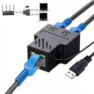 wuedozue разветвитель сети rj45: 1 к 2, два женских usb к порту rj45 для одновременного подключения к интернету - совместим с cat6, cat7. логотип