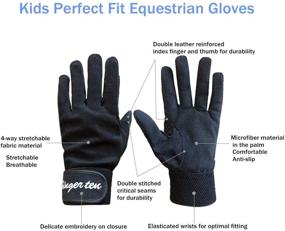 img 3 attached to Top-rated FINGER TEN Horse Riding Gloves for Kids, Boys, and Girls - Black and Blue Equestrian Gloves with Summer Comfort and Secure Grip for Youth Age 5-13