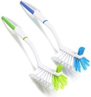 efficient cleaning with tribello comfort grip kitchen scrub brush - pack of 2 (2 sided dish brush) logo