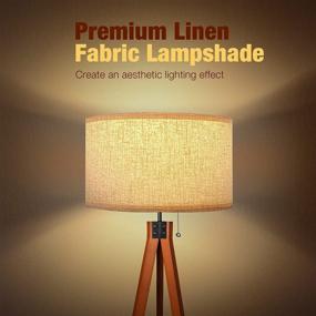 img 2 attached to Isloys Tripod Wood Floor Lamp - Mid Century Standing Lamp with 3 Color Temperature Options, Real Wood Frame, Flaxen Shade - Modern Tall Lamp for Living Room, Bedroom, Office (Includes Bulb)