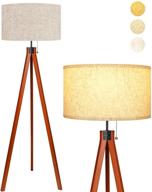 isloys tripod wood floor lamp - mid century standing lamp with 3 color temperature options, real wood frame, flaxen shade - modern tall lamp for living room, bedroom, office (includes bulb) логотип