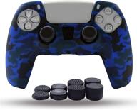 ps5 controller skin, silicone grip cover case protector for 🎮 playstation 5 dualsense controller (blue) - set of 8 pro thumb grips логотип