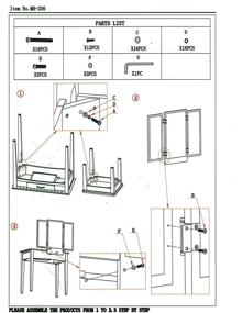 img 1 attached to 🪞 Набор мебели для дома Frenchi Furniture с туалетным столиком - Классическая белая элегантность (MH206-WH)