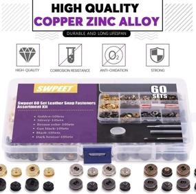 img 2 attached to 🔘 65Pcs 12.5mm Leather Snap Fasteners Kit - 6 Colors, 60 Sets Leather Rivets w/ Fixing Tools & Soft Tape Measure - Metal Button Press Studs for Clothing