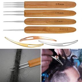img 1 attached to 🔒 7-Piece Dreadlock Crochet Hook Set: Includes Crochet Hair Weaving Needle Tool with 1 Single Hook, 2 Double Hooks, 1 Triple Hook, and 3 Hair Braid Craft Locking Pieces