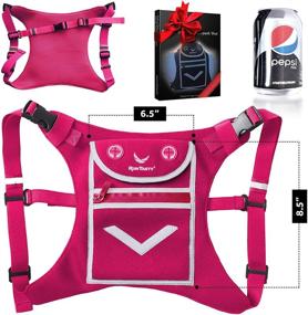 img 2 attached to 🎒 Hi-Viz Pink Running Mini Backpack Vest - Reflective, 360° Visibility - Holds Accessories and iPhone, Android, iPad mini - Lightweight Adjustable Gear for Fitness, Walking, Cycling, Hiking and More!