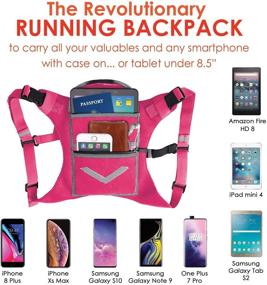 img 1 attached to 🎒 Hi-Viz Pink Running Mini Backpack Vest - Reflective, 360° Visibility - Holds Accessories and iPhone, Android, iPad mini - Lightweight Adjustable Gear for Fitness, Walking, Cycling, Hiking and More!