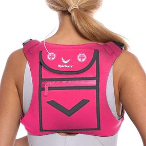 img 4 attached to 🎒 Hi-Viz Pink Running Mini Backpack Vest - Reflective, 360° Visibility - Holds Accessories and iPhone, Android, iPad mini - Lightweight Adjustable Gear for Fitness, Walking, Cycling, Hiking and More!