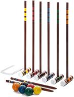 🏑 franklin sports croquet set - complete family outdoor lawn game w/ mallets, balls, & wickets - intermediate level, 6 player set with stand - fun for adults & kids логотип