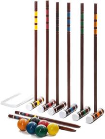 img 4 attached to 🏑 Franklin Sports Croquet Set - Complete Family Outdoor Lawn Game w/ Mallets, Balls, & Wickets - Intermediate Level, 6 Player Set with Stand - Fun for Adults & Kids