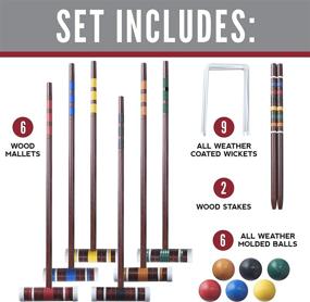 img 3 attached to 🏑 Franklin Sports Croquet Set - Complete Family Outdoor Lawn Game w/ Mallets, Balls, & Wickets - Intermediate Level, 6 Player Set with Stand - Fun for Adults & Kids