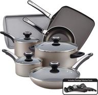 🍳 farberware high performance nonstick cookware set - 17 piece dishwasher safe pots and pans in champagne color logo