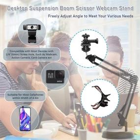 img 3 attached to 🎥 Adjustable Desktop Webcam Suspension Boom Scissor Arm Stand with Base for Logitech C922, C930e, C930, C920, C615, GoPro Hero 7/6/5/4, and Cellphone