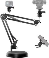 🎥 adjustable desktop webcam suspension boom scissor arm stand with base for logitech c922, c930e, c930, c920, c615, gopro hero 7/6/5/4, and cellphone logo