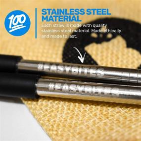img 1 attached to 🥤 EasyBites Reusable Cocktail Straws with Silicone Tip - 5.5 Inches - Set of 6 Short Stainless Steel Metal Straws | Cleaning Brush | Hemp Carrying pack | Perfect for Small Glasses!