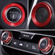 🔴 enhance your honda civic 10th gen's climate control with 5 pcs a-pillar door speaker engine start stop push to start button cover, ac switch temperature knob sticker in striking red logo