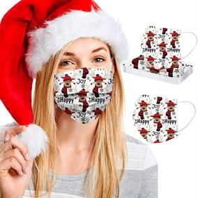 img 2 attached to 🎄 JINF Christmas 50PC Adult Print Face Mask: Festive Disposable Party Mask for Men and Women