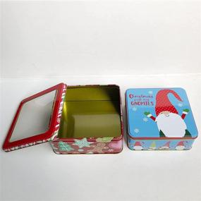 img 1 attached to 🎁 Empty Candy Snack Pastry Treat Boxes - Christmas Cookie Tins with Lids for Gift Giving - 2 Pack Nesting Goodies Containers - Cerebrate a Holiday -Small Metal Blue Square Containers - Gnome Gingerbread - Ideal for Party Favors