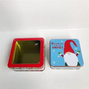 img 2 attached to 🎁 Empty Candy Snack Pastry Treat Boxes - Christmas Cookie Tins with Lids for Gift Giving - 2 Pack Nesting Goodies Containers - Cerebrate a Holiday -Small Metal Blue Square Containers - Gnome Gingerbread - Ideal for Party Favors