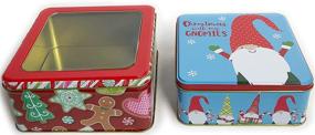 img 4 attached to 🎁 Empty Candy Snack Pastry Treat Boxes - Christmas Cookie Tins with Lids for Gift Giving - 2 Pack Nesting Goodies Containers - Cerebrate a Holiday -Small Metal Blue Square Containers - Gnome Gingerbread - Ideal for Party Favors