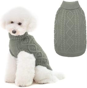 img 4 attached to BINGPET Turtleneck Knitted Dog Sweater - Cozy Cable Knit Jumper Coat, Snug Pet Winter Clothes for Dogs Cats in Chilly Season