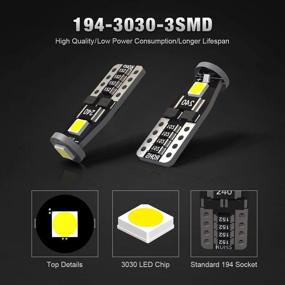 img 3 attached to 💡 KAFEEK 20x T10 Wedge 194 168 2825 W5W LED Bulbs - Ultra Bright 3-3030 Chipset, CAN-Bus Error Free - Upgraded Interior Lights for License Plate Dome Map Door Courtesy Park Lights - Xenon White