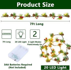 img 2 attached to 🎄 7-Foot Christmas Garland Blind Box with 20 LED Lighted Prelit Pine Cone Red Berries Fairy String Lights Battery Operated for Xmas Tree Fireplace Christmas Decorations Staircase Garland Home Decor (7FT)