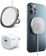 📱 silver iphone 13 magnetic wireless charger with mag charging and 20w usb-c fast wall plug - compatible for iphone 13/13 pro/13 pro max/13 mini/12/12 mini/12 pro/12 pro max/airpods pro logo