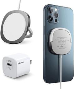 img 4 attached to 📱 Silver iPhone 13 Magnetic Wireless Charger with Mag Charging and 20W USB-C Fast Wall Plug - Compatible for iPhone 13/13 Pro/13 Pro Max/13 Mini/12/12 Mini/12 Pro/12 Pro Max/AirPods Pro