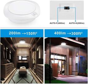 img 2 attached to 💡 Lineway Motion Sensor LED Ceiling Light - Battery Operated, Wireless & Bright 400lm/200lm for Indoor Closet Shed Pantry Basement Garage - 7.5inch, Daylight