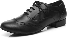 img 4 attached to 👞 Minishion Men's 1" Standard Heel Leather Ballroom Dance Shoes: Superior Dancing Footwear