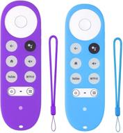 silicone case purple and blue (2-pack) with lanyard - remote cover replacement for chromecast with google tv 2020 logo