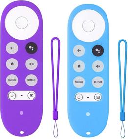 img 4 attached to Silicone Case Purple and Blue (2-Pack) with Lanyard - Remote Cover Replacement for Chromecast with Google TV 2020