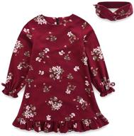 🎄 arbag baby girl christmas clothes: fall cotton floral printed dress set with headband for kids logo