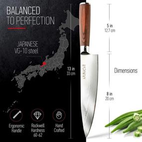 img 2 attached to 🔪 Professional Japanese Damascus Chef Kitchen Knife - 8 inch VG-10 Stainless Steel Blade, Handcrafted 67 Layer Ultra Sharp Design