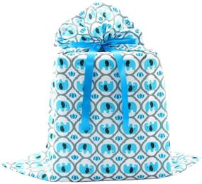 img 4 attached to 🎁 Turquoise Blue Jumbo Reusable Fabric Gift Bag - Ideal for Baby Shower, Child’s Birthday, or Any Occasion (27 Inches Wide by 33 Inches High) with Elephants Design