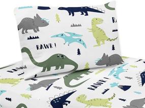 img 2 attached to Blue and Green Modern Dinosaur 🦖 Bedding Collection: 4 Piece Queen Sheet Set