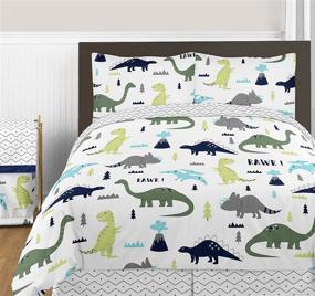 img 1 attached to Blue and Green Modern Dinosaur 🦖 Bedding Collection: 4 Piece Queen Sheet Set