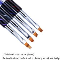 img 2 attached to 💅 Ycyan 4Pcs UV Gel Nail Brush Set with Rhinestone Handle and Nylon Brushes - Professional Nail Art Tools Kit