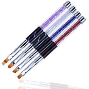 img 3 attached to 💅 Ycyan 4Pcs UV Gel Nail Brush Set with Rhinestone Handle and Nylon Brushes - Professional Nail Art Tools Kit