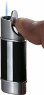 🔥 visol piccolo wind-resistant torch flame lighter with leather and brushed chrome design logo