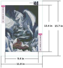 img 3 attached to 🐉 Набор для творчества "Самостоятельная сборка алмазной вышивки 5D" - Круглые алмазные картины с полным замощением для декора дома, офиса, подарков - Серебряный дракон (15,7 x 11,8 дюйма)