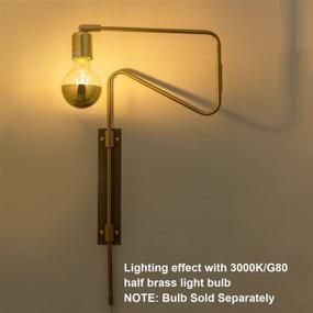 img 3 attached to Ultra Thin Swing Arm Wall Sconce Set of 2 - Plug in, 🌙 Flexible Retro Brass Plated Wall Lamp for Living Room, Bedroom - Industrial Rustic Antique Style