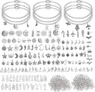 complete 492-piece bangles bracelet making kit: includes chain bracelets with ot toggle clasp, moon stars tibetan silver charms, a-z letters charm, open jump ring for diy necklace bracelet jewelry making logo